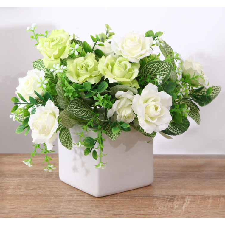 Latitude Run® Artificial Rose Floral Arrangement in Vase & Reviews